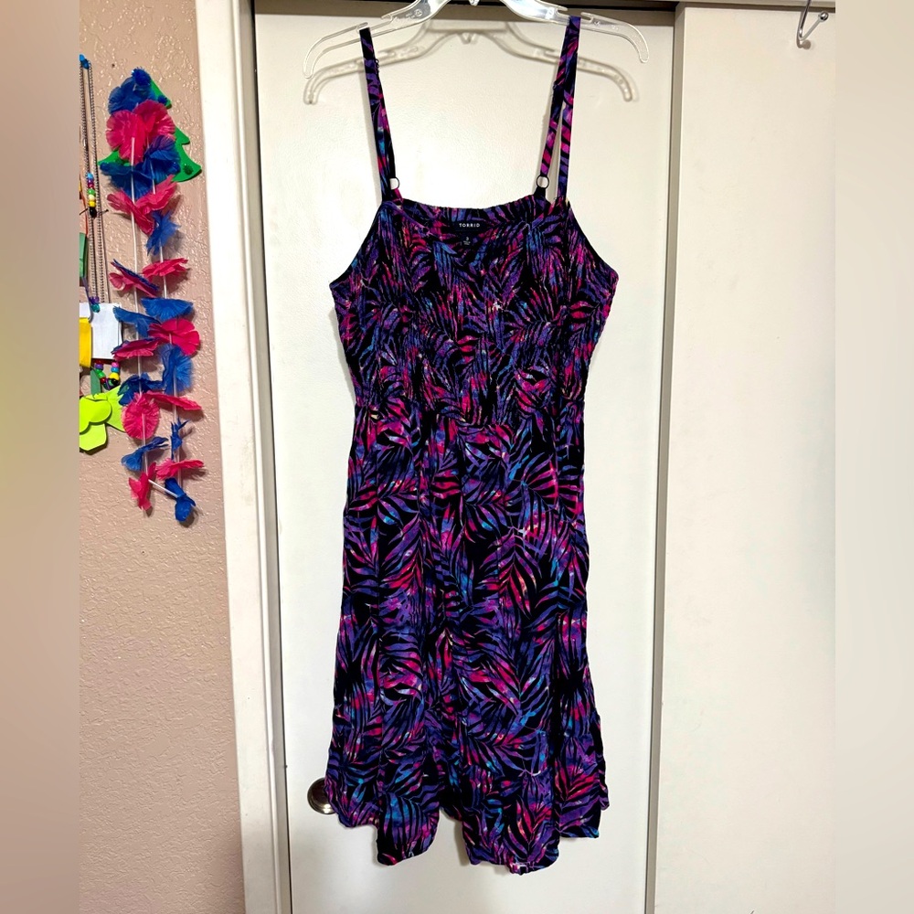 Smocked purple and pink dress